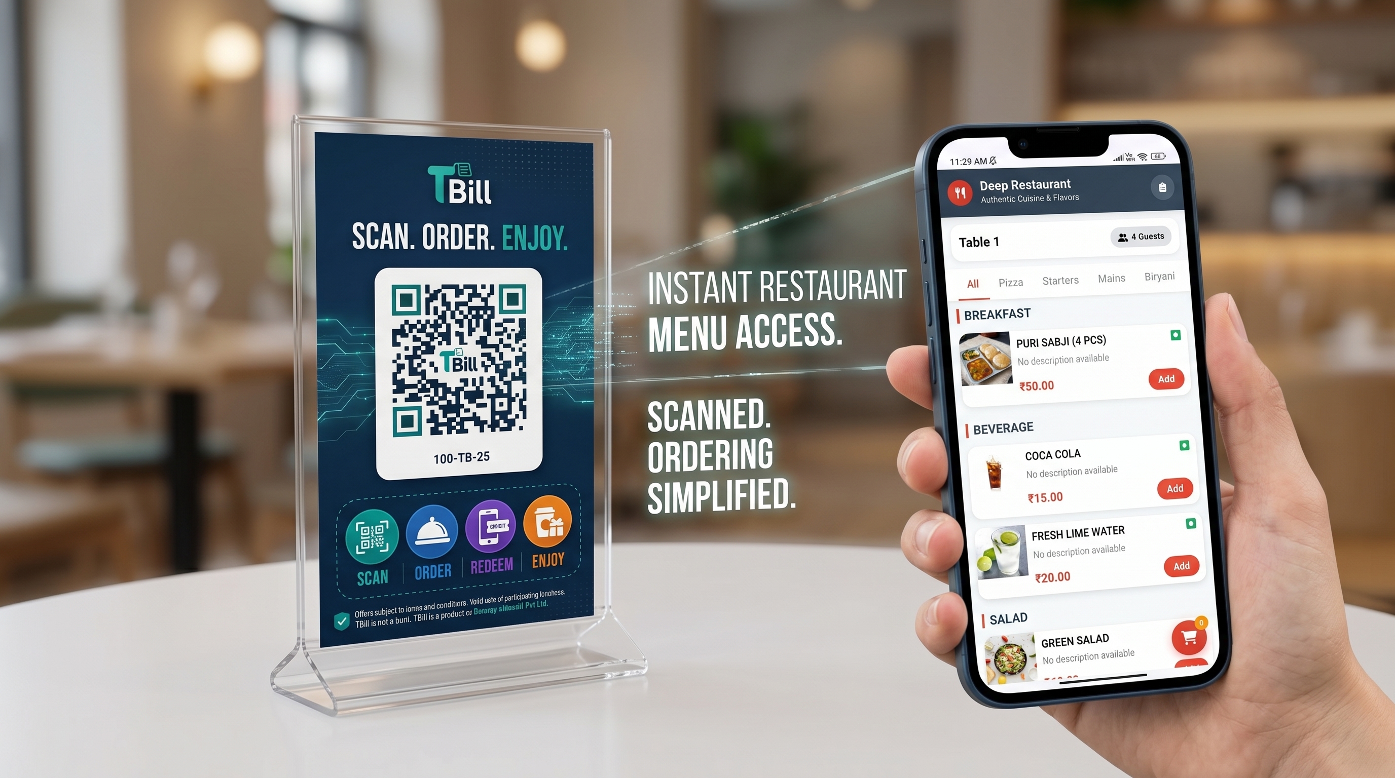 QR Table Ordering Mobile Interface